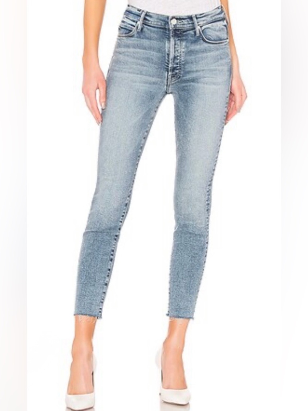 🌟 MOTHER 🌟 STUNNER ANKLE FRAY SKINNY STRETCH JEANS MEDIUM WASH WHIPLASH SZ 25